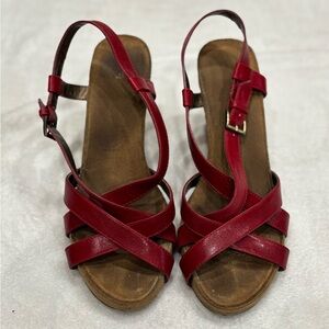 Red Sandal Wedge Heel